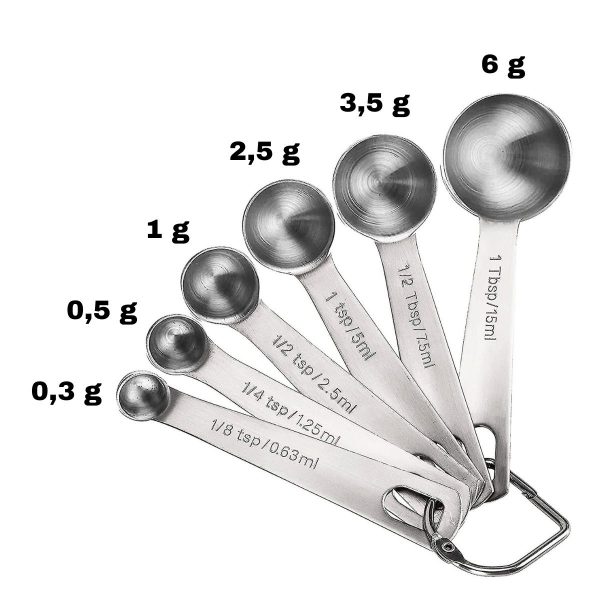 Kovová odměrka na kratom a bylinky