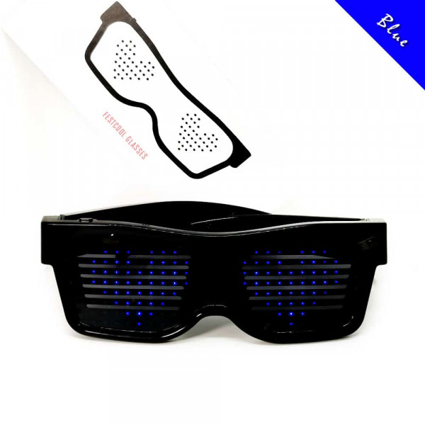 Programovatelné Bluetooth LED svíticí brýle - Modrá