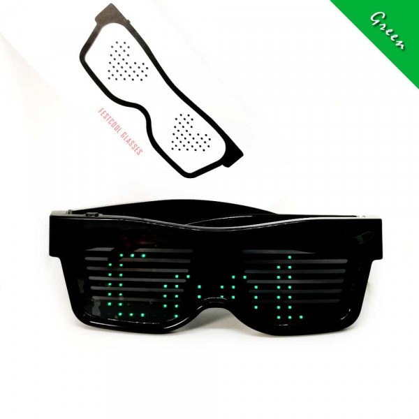 Programovatelné Bluetooth LED svíticí brýle - zelená