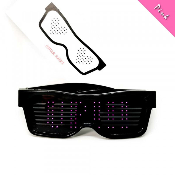 Programovatelné Bluetooth LED svíticí brýle - Růžová
