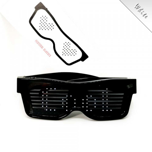 Programovatelné Bluetooth LED svíticí brýle - Bílá