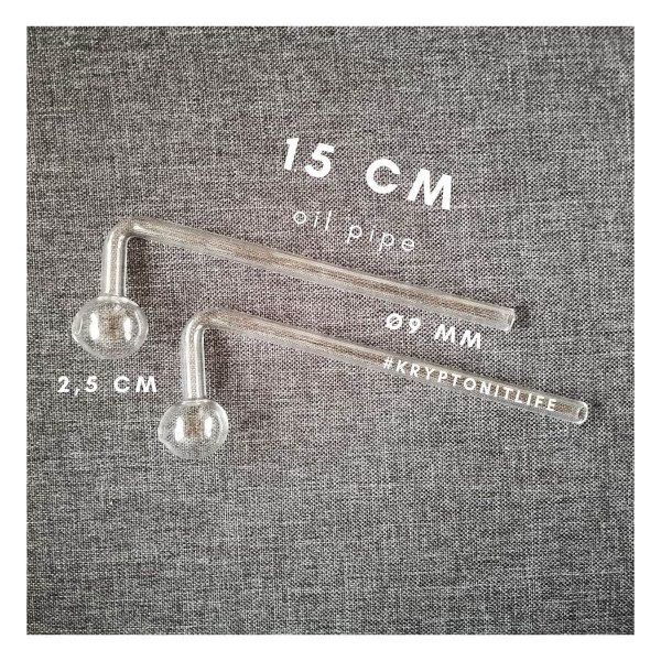 Olejová skleněná fajfka - zahnutá - 15 cm