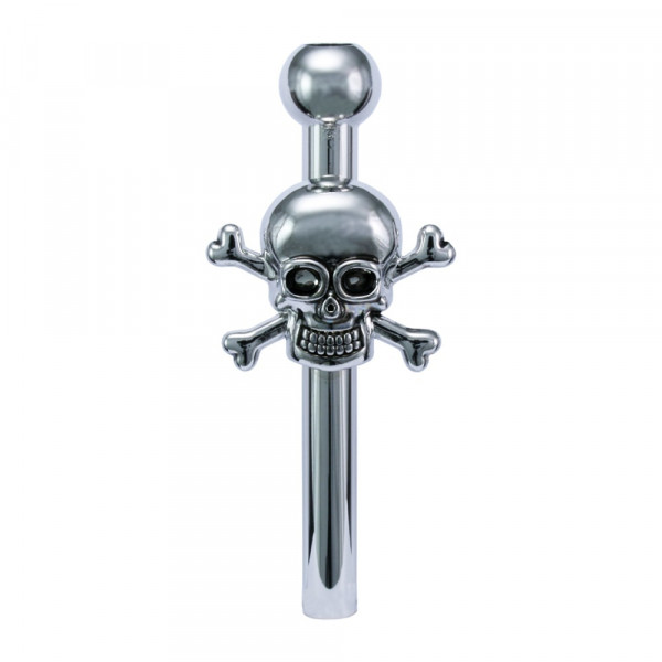 šňupací trubička na tabák - lebka - stříbrná
