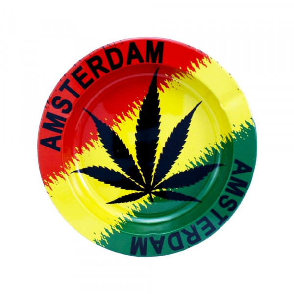 Plechový popelník - Amsterdam Rasta Leaf