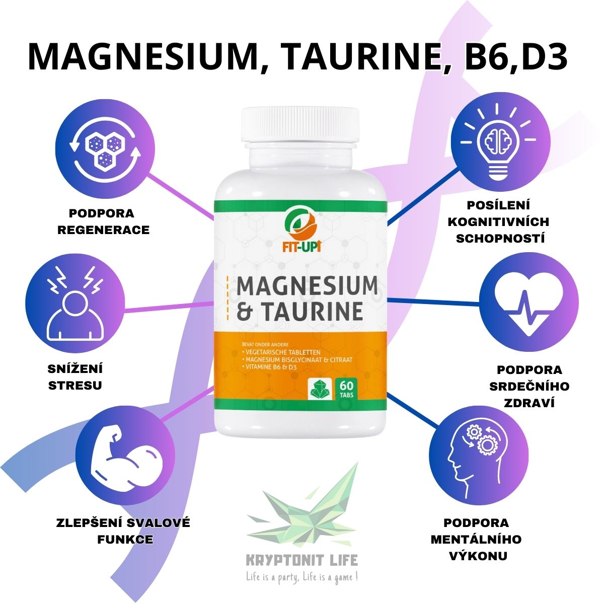 Magnesium & Taurine, B6, D3 | 60 Tabs - Fit-Up