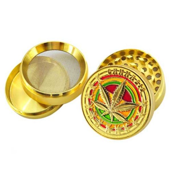 Kovová drtička - Rasta Leaf Gold - 4 části - 40 mm